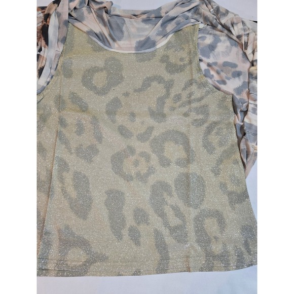 The Shabby Tree Leopard Print Sheer Overlay Poncho style Top size XL Sparkle New - Picture 11 of 16